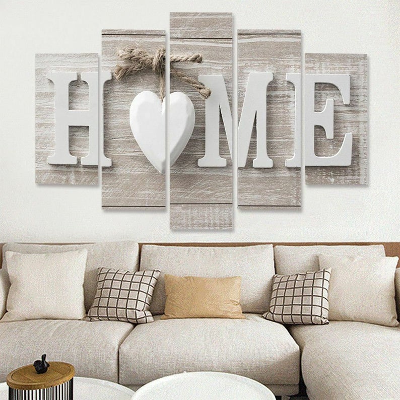 Home Sweet Heart Modern Décor Abstract Canvas Artwork - Image 2