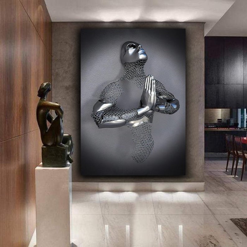 meditation glitter embroidered canvas painting - Image 2