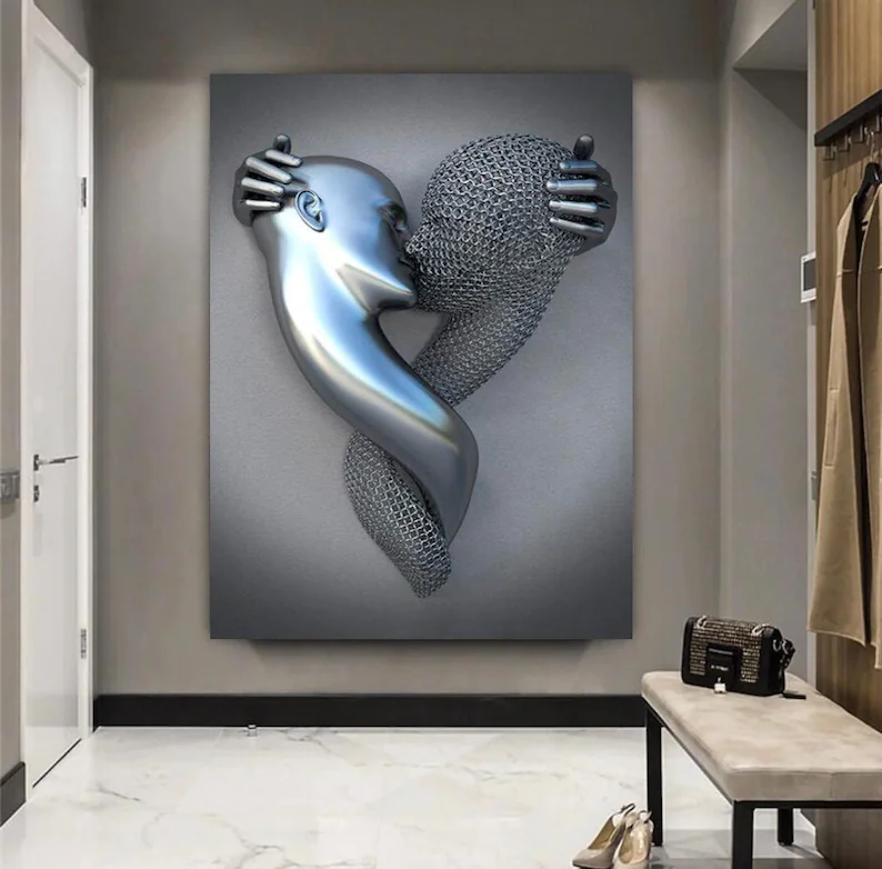 Kiss Grey Canvas Print
