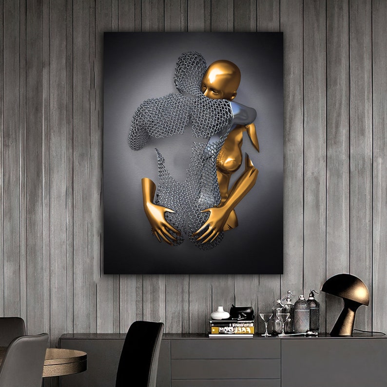 love couples bronze and silver canvas print - Image 3