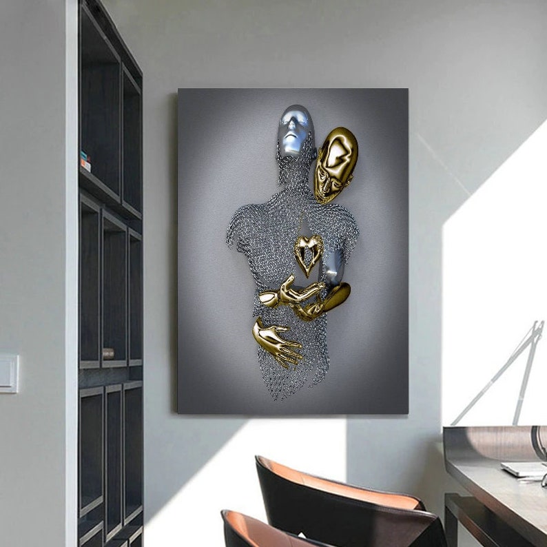 Set of 3 Love Heart Gold Print - Image 3