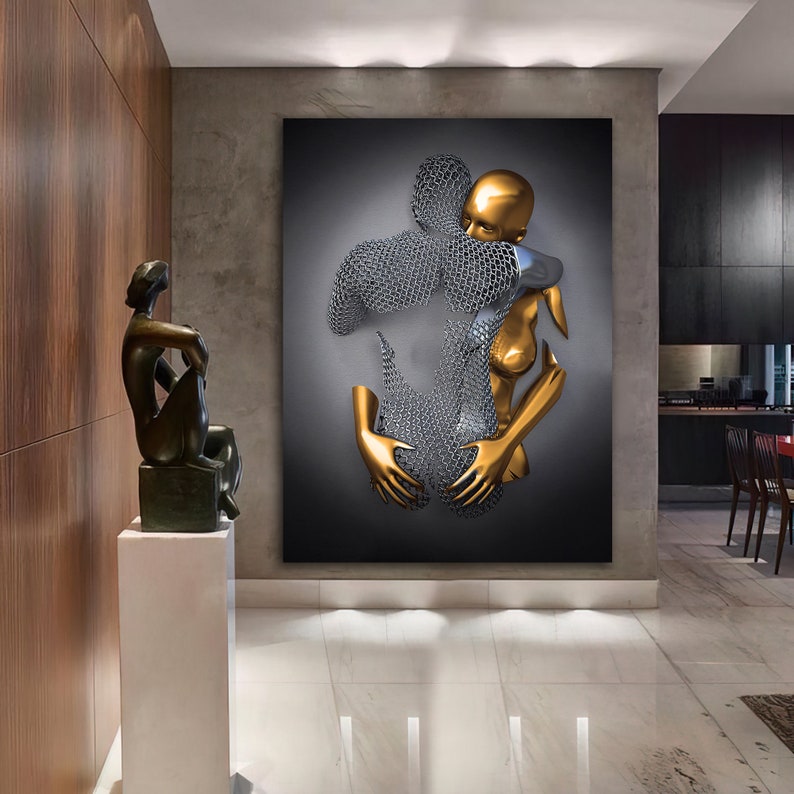 love couples bronze and silver canvas print
