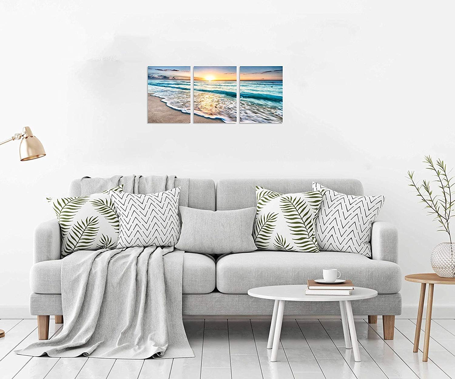 3 Panel Blue Beach Canvas Wall Art - Image 6